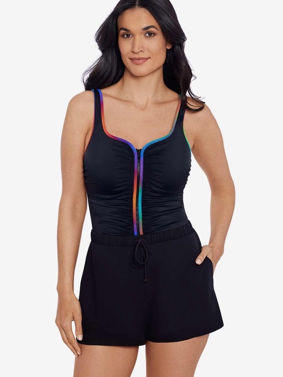 mimi flamingo Other - Mimi Flamingo Multi Color-Trim Sport Swimsuit (Black with Rainbow Trim)
